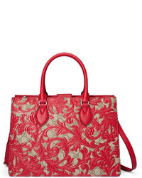 Gucci Arabesque Canvas Top Handle Bag Red