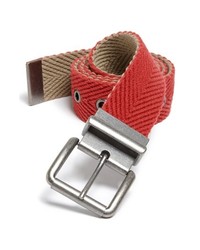 Bill Adler 1981 Reversible Woven Belt Red Khaki Large