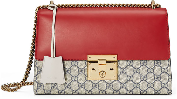 Gucci Padlock Gg Supreme Medium Shoulder Bag Red, $1,950, Neiman Marcus