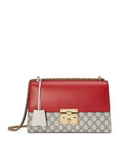 Gucci Padlock Gg Supreme Medium Shoulder Bag Red, $1,950, Neiman Marcus