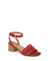 Red Canvas Heeled Sandals