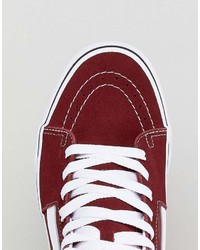 Vans Sk8 Hi Canvas Sneakers In Red