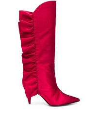 Red Canvas Knee High Boots