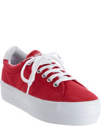 Red Canvas Low Top Sneakers