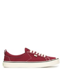 Cariuma Oca Low Stripe Burgundy Red Canvas Sneaker