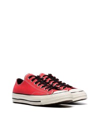 Converse Red Eyelet Detail Low Top Cotton Sneakers