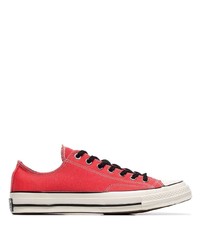 Converse Red Eyelet Detail Low Top Cotton Sneakers