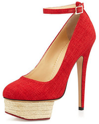 Red Canvas Pumps