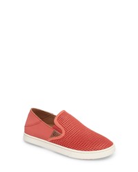 Red Canvas Slip-on Sneakers