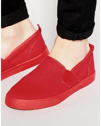 Asos Brand Slip On Sneakers In Canvas