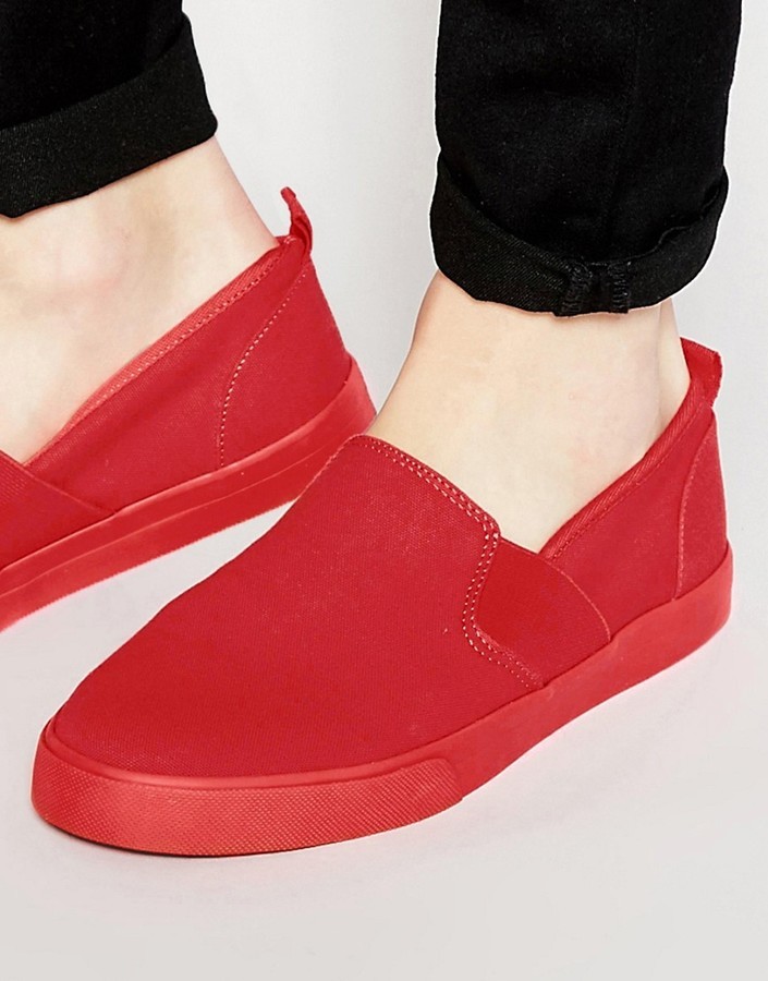 Asos Brand Slip On Sneakers In Canvas 