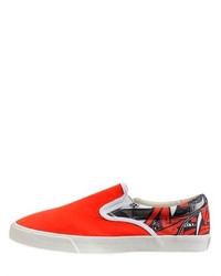 Graffiti Print Canvas Slip On Sneakers