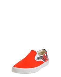 Graffiti Print Canvas Slip On Sneakers