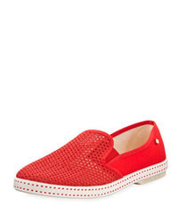 Rivieras Classic Woven Canvas Slip On Red