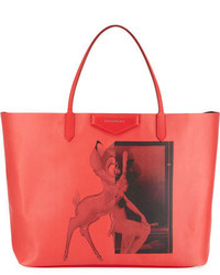 Givenchy Antigona Coated Canvas Shopper Tote Bag Red Bambi