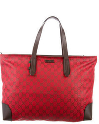 Gucci Leather Accented Gg Tote