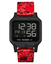 Nixon Heat Digital Rubber Watch In Black Red At Nordstrom