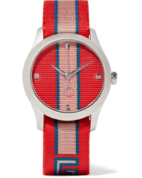 Gucci Striped Canvas And Stainless Watch