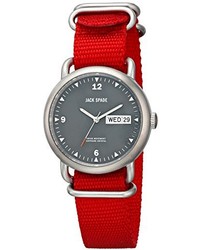 Jack Spade Wuru0030 Conway Stainless Steel Watch With Red Canvas Strap