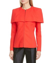 Givenchy Zip Front Wool Crepe Cape Jacket