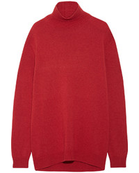 Marni Cape Back Wool And Cashmere Blend Turtleneck Sweater Red