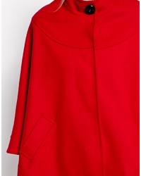 Helene Berman Collarless Cape With Concealed Button Front