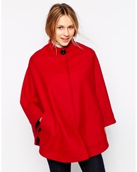 Helene Berman Collarless Cape With Concealed Button Front