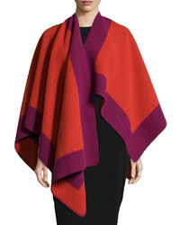 Burberry Color Border Woolcashmere Cape Coralred