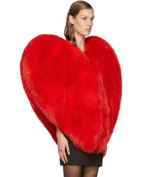 Saint Laurent Red Fur Heart Cape