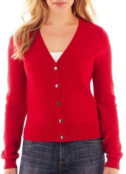 Liz Claiborne Long Sleeve Basketweave Cardigan Sweater Tall ...