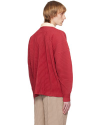 Homme Plissé Issey Miyake Red Monthly Color February Cardigan