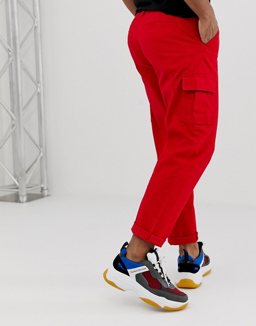 Outlook Derive Fru ASOS DESIGN Cargo Trousers In Bright Red, $28 | Asos | Lookastic