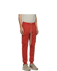 Rick Owens Red Cargo Jogger Pants