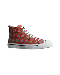 Burberry Tiled Archive Print Cotton High Top Sneakers