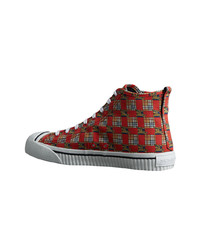 Burberry Tiled Archive Print Cotton High Top Sneakers