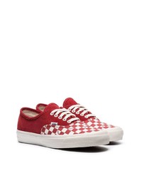 Vans Red Authentic Check Low Top Suede Sneakers