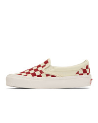 Vans Red Og Checkerboard Classic Slip On Sneakers
