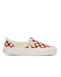 Vans Red Og Checkerboard Classic Slip On Sneakers