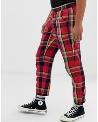ASOS DESIGN Relaxed Trousers In Red Check