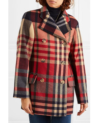 Khaite Clara Double Breasted Checked Wool And Cashmere Blend Coat