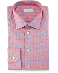 Eton Contemporary Fit Box Check Dress Shirt Red