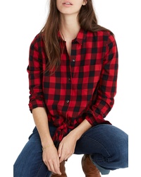 Madewell Buffalo Check Tie Front Flannel Shirt
