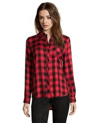 Wyatt White And Black Plaid Flannel Button Front Shirt