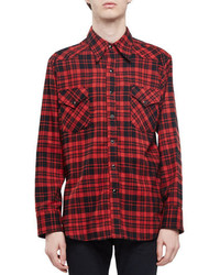 Red Check Flannel Long Sleeve Shirt