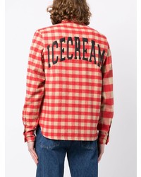 Icecream Logo Print Checked Flannel Shirt