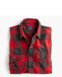 J.Crew Midweight Flannel Shirt In Red Buffalo Check