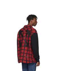 Off-White Red And Black Contrast Sleeve Shirt