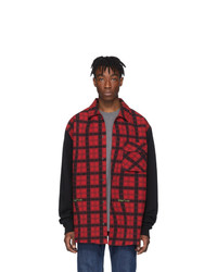 Off-White Red And Black Contrast Sleeve Shirt
