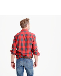 J.Crew Slim Midweight Flannel Shirt In Red Buffalo Check