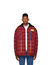 Off-White Red Check Flannel Over Shirt Jacket